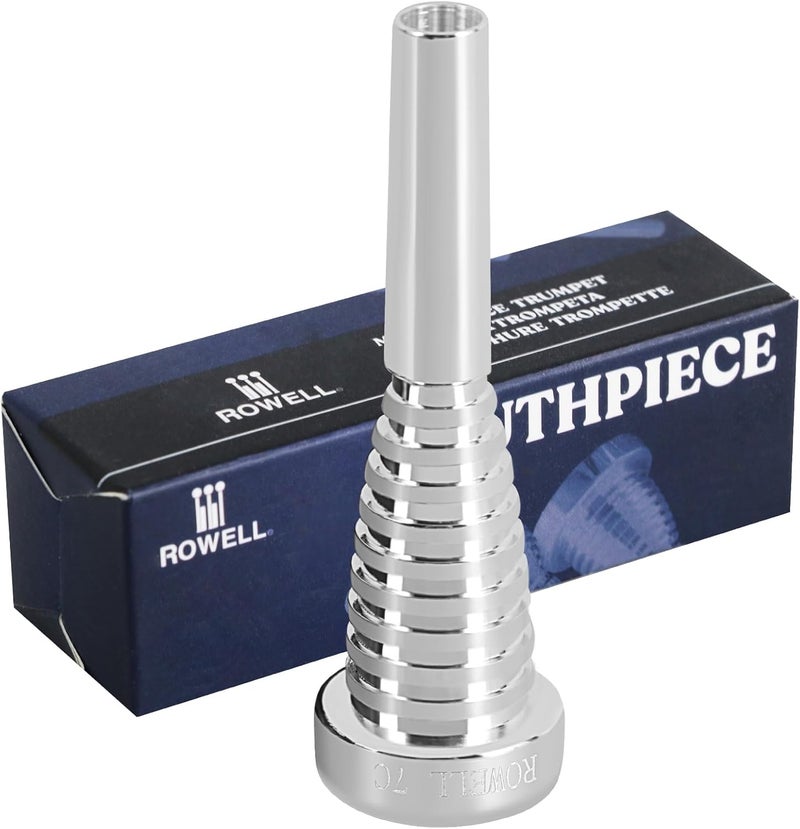 ROWell Trumpet Mouthpiece 7C Trumpet Mouthpiece Bass Trumpet Mouthpieces Silver Plated Trumpet Mouthpiece for Beginners and Professional Players Band Jazz Mouthpiece Trumpet Accessories - Image 1